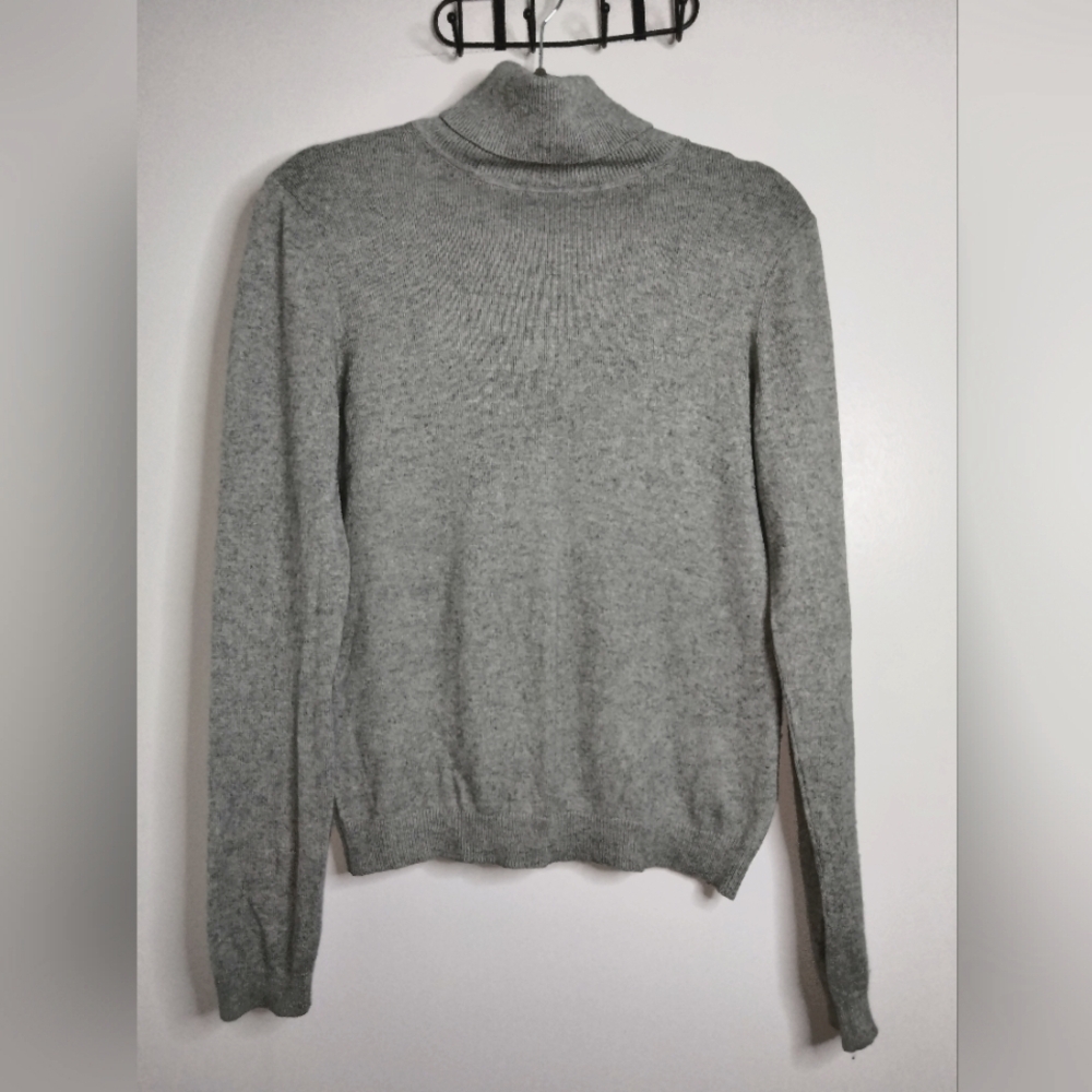 Lauren Ralph Lauren (Size L) Oatmeal Gray Silk Cashmere Blend Turtleneck Sweater